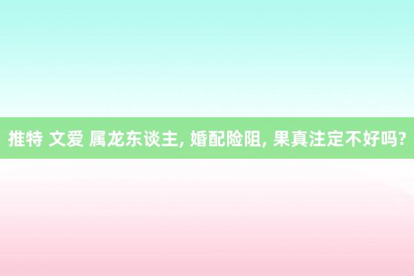 推特 文爱 属龙东谈主， 婚配险阻， 果真注定不好吗?